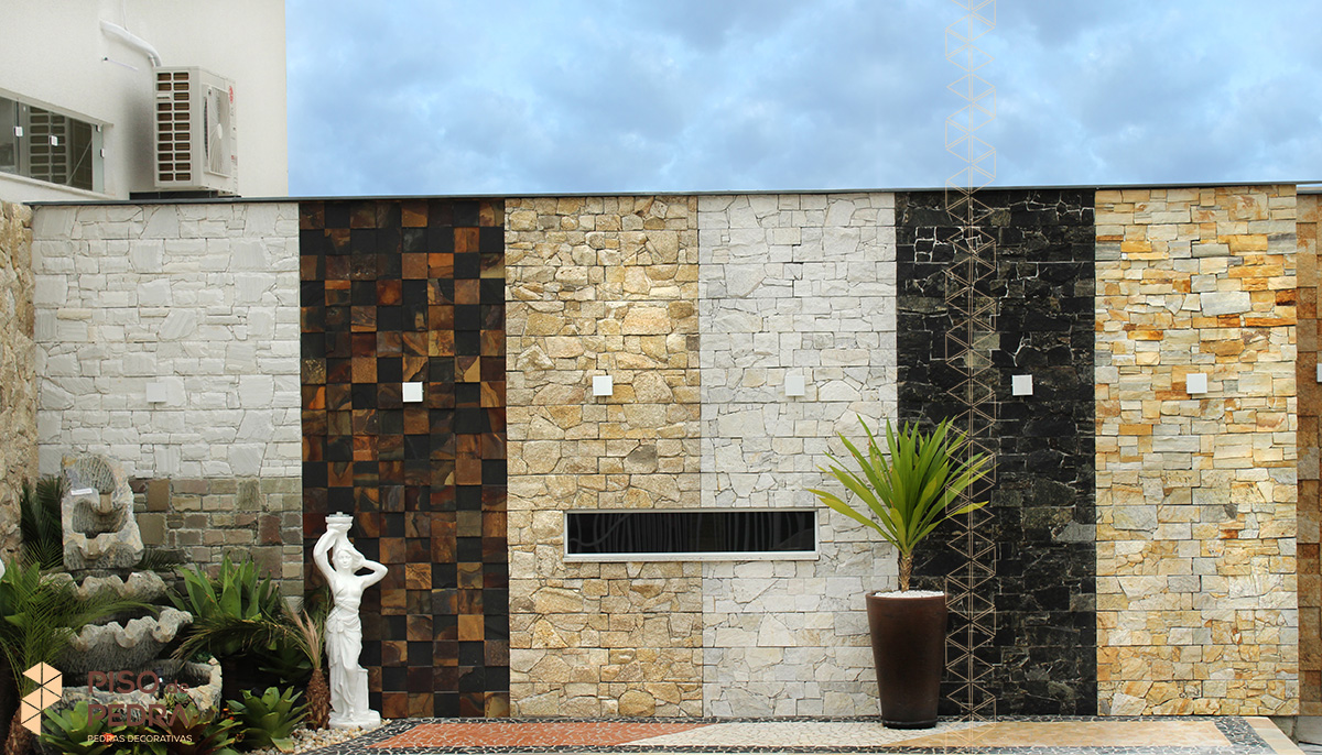 Muro com pedras decorativas  Pedras decorativas, Muro em pedra, Pedras  portuguesas