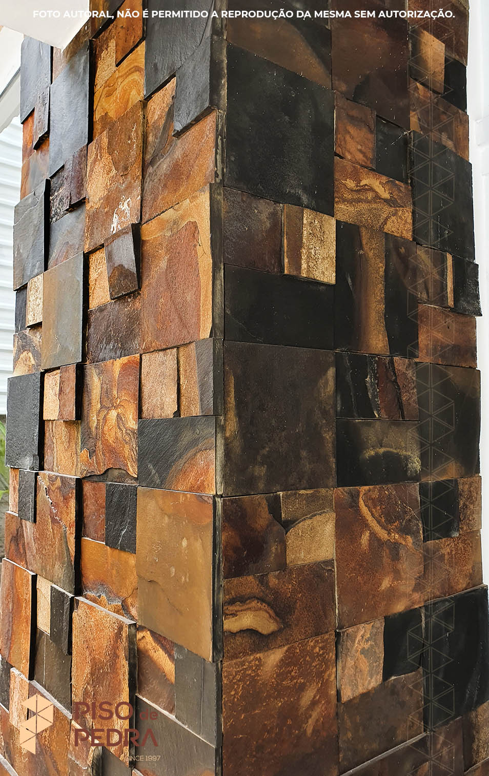 Pedra Ferro Corten Placa 30x30 Telado Mosaico - Revestimentos