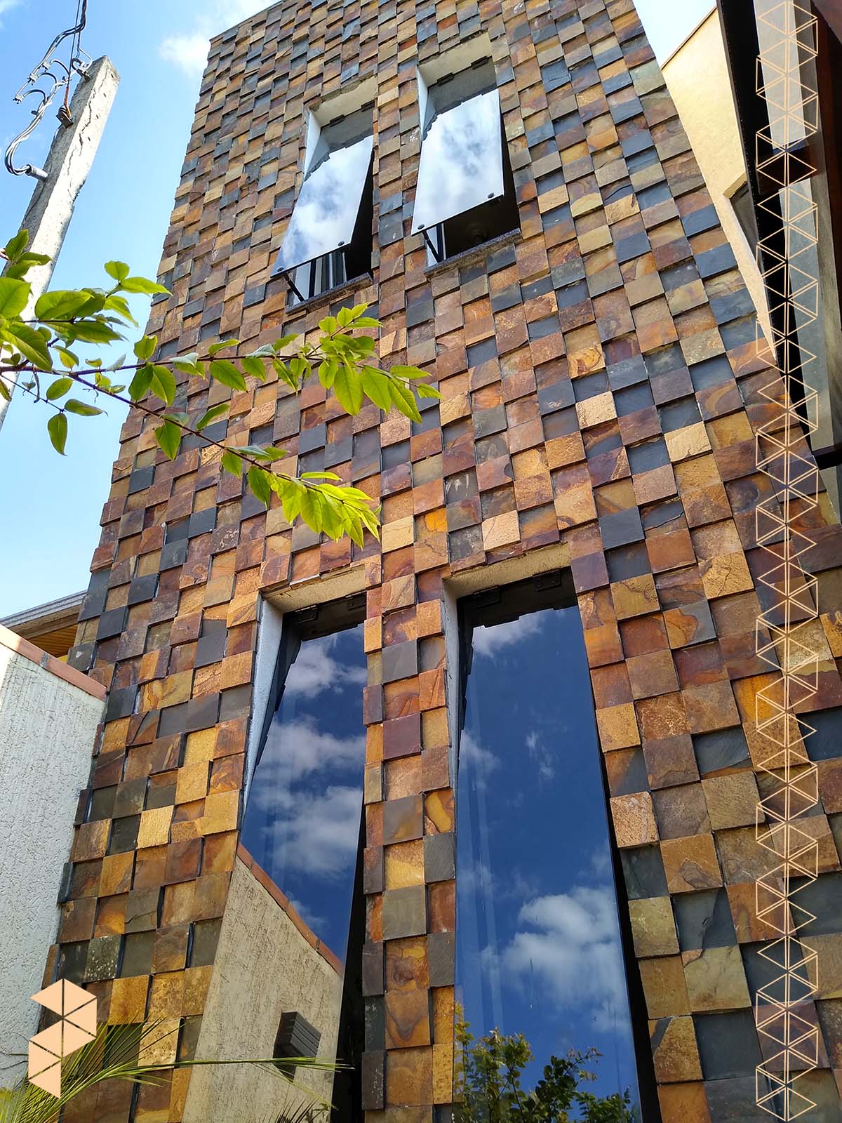 Pedra Ferro Corten Placa 30x30 Telado Mosaico