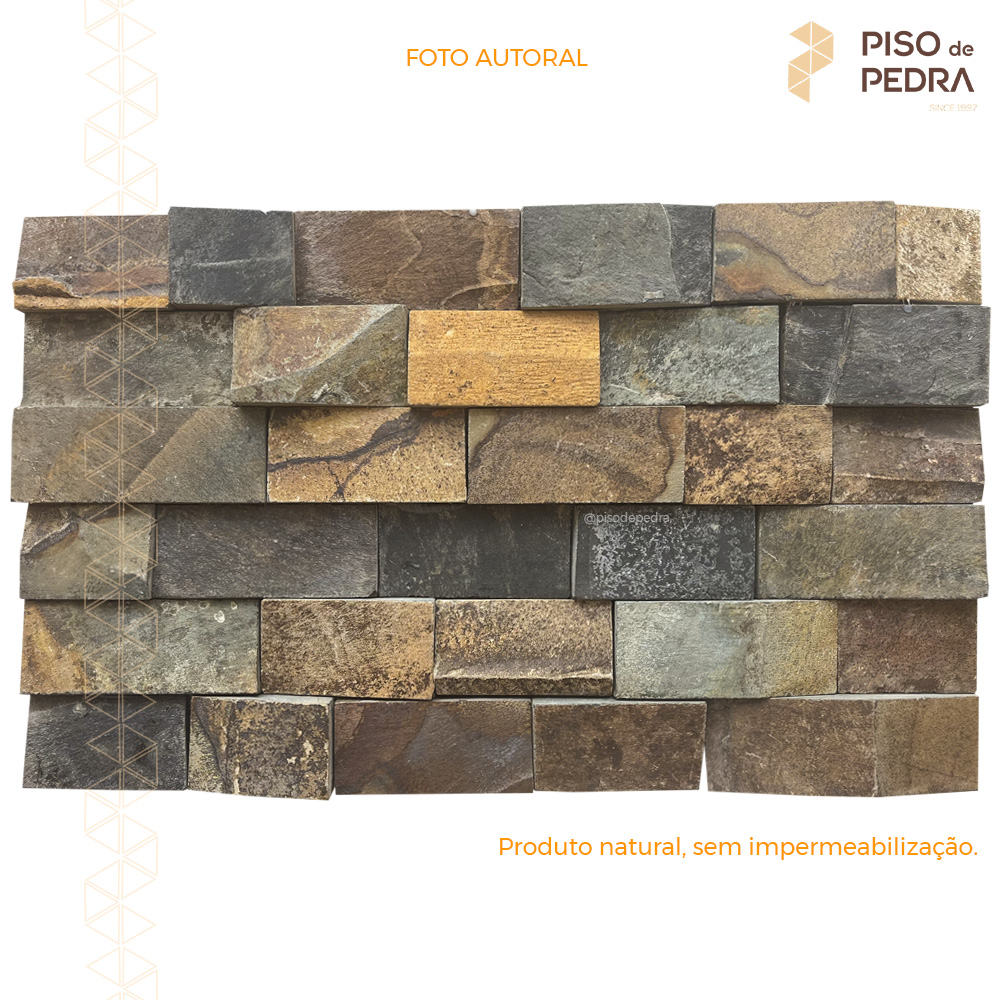 Mosaico Pedra Ferro 10x10 e Filete Pedra Ferro 5cm - Decor Pedras